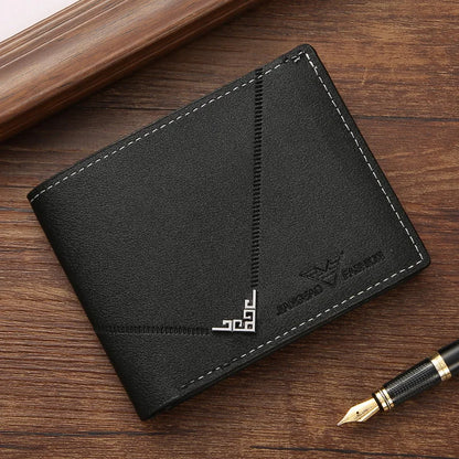 Men's leather short wallet thin wallet foldable minimalist soft leather wallet