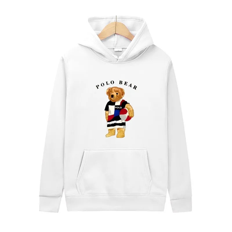 Casual and comfortable sweatshirt, fashionable and versatile hooded sweatshirt, teddy bear printed hooded sweatshirt