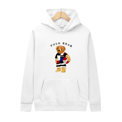 Casual and comfortable sweatshirt, fashionable and versatile hooded sweatshirt, teddy bear printed hooded sweatshirt