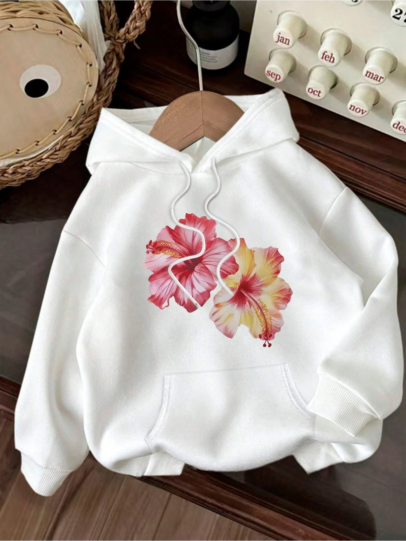 Colorful Floral Hoodie Casual Long Sleeved Top Sweatshirt Women's Clothing