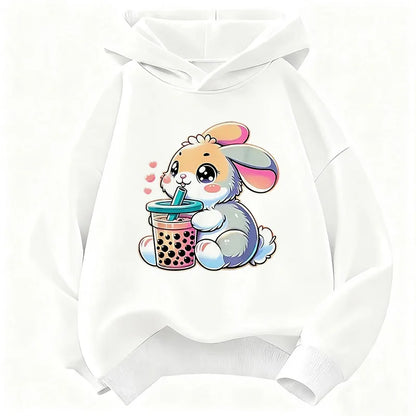Cute Rabbit Graphic Hoodie Kids Children's Sweatshirt Hoody for Boys Girls Casual Hoodies Clothes
