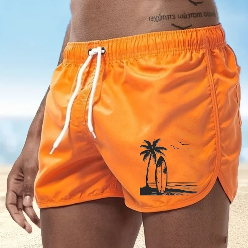 Men's summer beach print shorts, casual running shorts, lightweight quick drying swim trunks, suitable for daily wear by both me