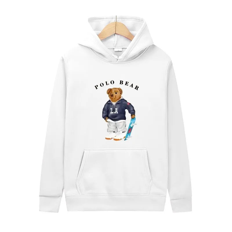 Casual and comfortable sweatshirt, fashionable and versatile hooded sweatshirt, teddy bear printed hooded sweatshirt
