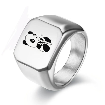 New Design 8mm Width Black Titanium Stainless Bull Skull Ring