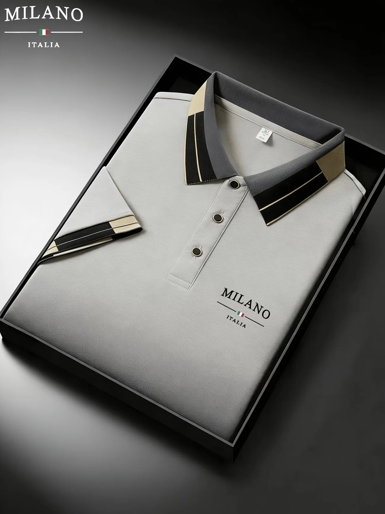 Classic White Polo Shirt with Contrast Collar and Embroidered Logo