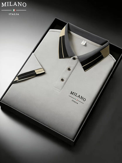 Classic White Polo Shirt with Contrast Collar and Embroidered Logo