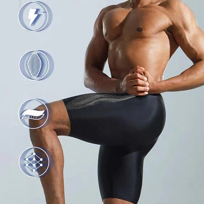 Men's Swim Jammer Training Racing Swimsuit Compression Swimwear Streamlined Trunks Adjustable Quick Dry Elastic Beach Shorts