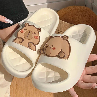 2026 new Cute Capybara Design Thick Sole Women Slippers Slides Bathroom Beach Indoor Sandals Summer Couple Shoes
