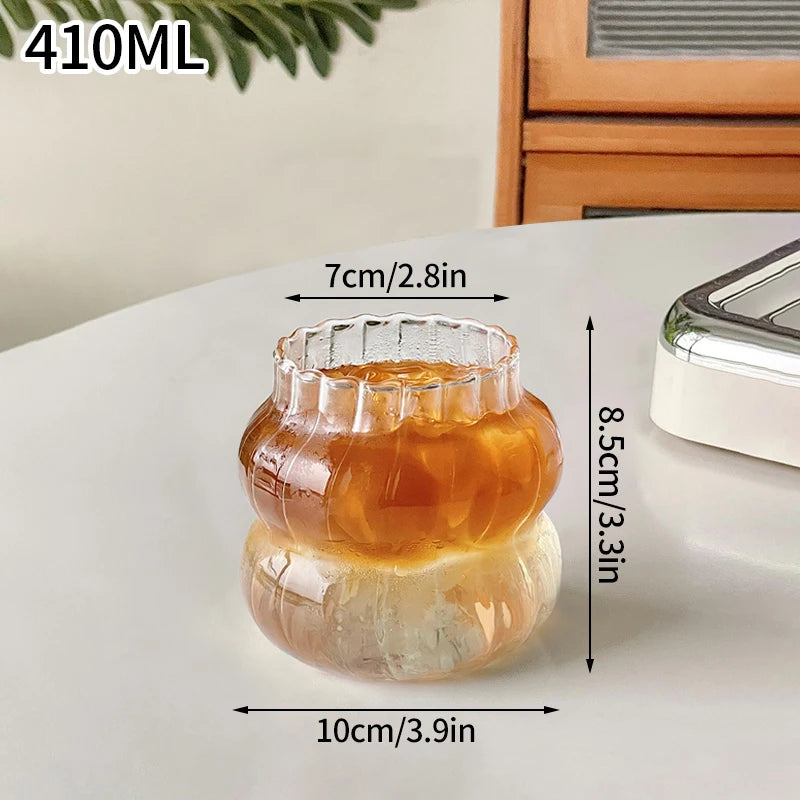 Drinking Glasses Cup   Coffee Milk Juice Mug Cup Transparent Water Bottle Iced Coffee Stripe Cups 텀블러
