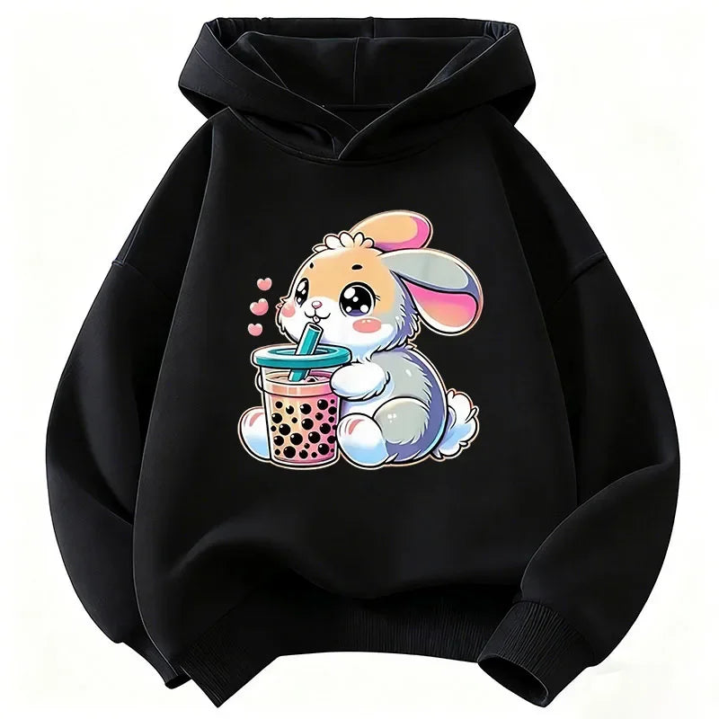 Cute Rabbit Graphic Hoodie Kids Children's Sweatshirt Hoody for Boys Girls Casual Hoodies Clothes