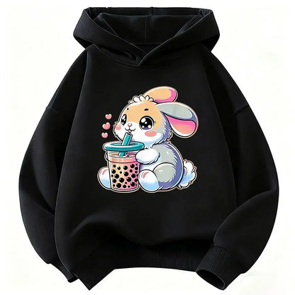 Cute Rabbit Graphic Hoodie Kids Children's Sweatshirt Hoody for Boys Girls Casual Hoodies Clothes