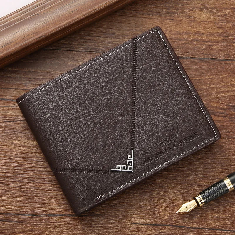 Men's leather short wallet thin wallet foldable minimalist soft leather wallet