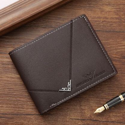 Men's leather short wallet thin wallet foldable minimalist soft leather wallet