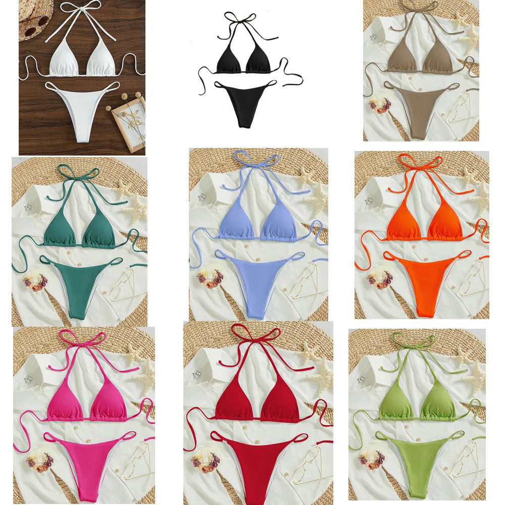 2026 XS-XL Pad Bikini Set Beach Triangle Swimwear Women Maio Biquinis Swimsuit Tankini Femme Badpak Dames Mujer купальни