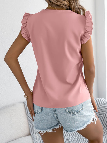 2026 Elegant Plain Chiffon Shirts V Neck Sleeveless Pullover for Women Spring Summer Pink Valentine's Day Casual Woman Clothes