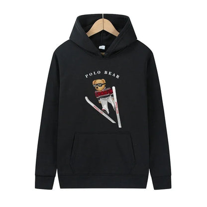 Casual and comfortable sweatshirt, fashionable and versatile hooded sweatshirt, teddy bear printed hooded sweatshirt