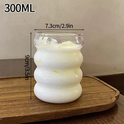 Drinking Glasses Cup   Coffee Milk Juice Mug Cup Transparent Water Bottle Iced Coffee Stripe Cups 텀블러