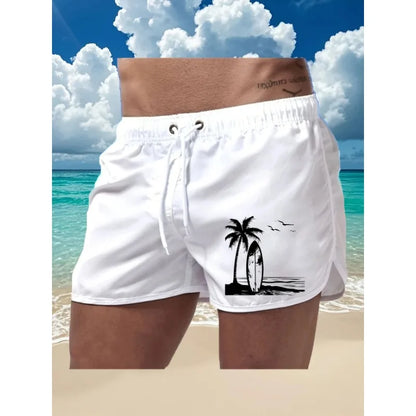 Men's summer beach print shorts, casual running shorts, lightweight quick drying swim trunks, suitable for daily wear by both me