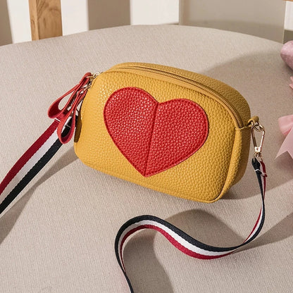 Lychee Pattern Heart-Shaped Crossbody Bag, Stylish Mini Shoulder Bag, Women'S Zippered Square Wallet, Suitable for Women, Girls