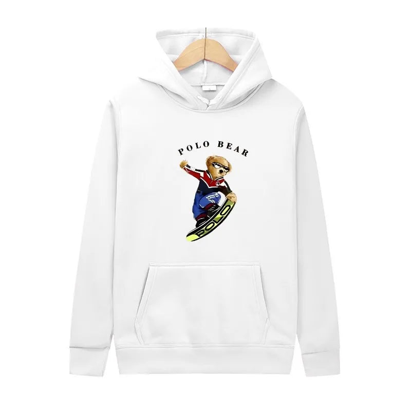 Casual and comfortable sweatshirt, fashionable and versatile hooded sweatshirt, teddy bear printed hooded sweatshirt