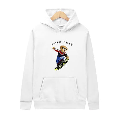 Casual and comfortable sweatshirt, fashionable and versatile hooded sweatshirt, teddy bear printed hooded sweatshirt