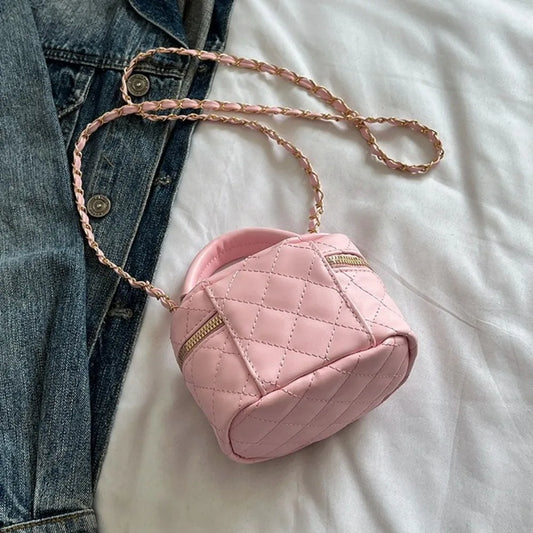 Mini Diamond Quilted Leather Bucket Bag