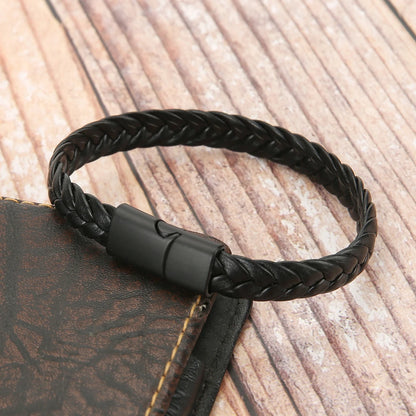 Mibrow Men Magnetic Clasps Bracelets Vintage 10mm Leather Bracelets & Bangles Punk Charm Fashion Jewelry