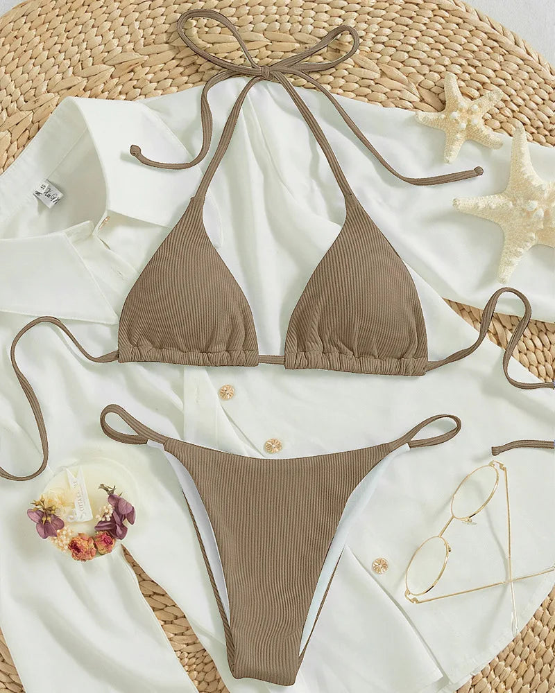 2026 XS-XL Pad Bikini Set Beach Triangle Swimwear Women Maio Biquinis Swimsuit Tankini Femme Badpak Dames Mujer купальни