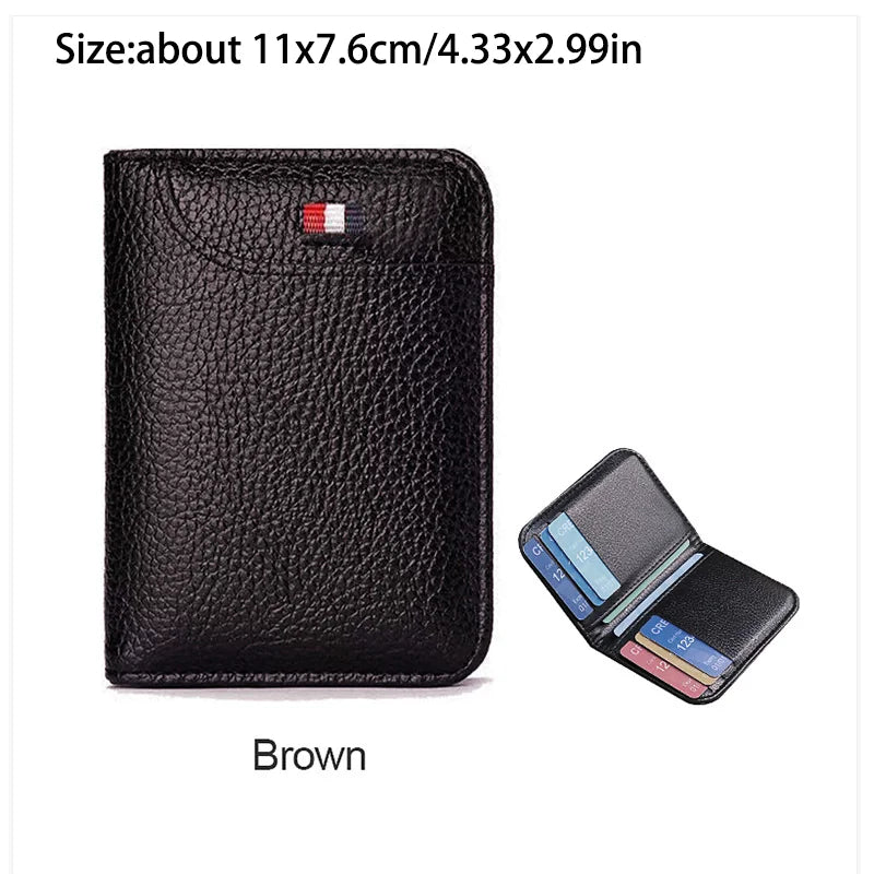 Men's leather short wallet thin wallet foldable minimalist soft leather wallet