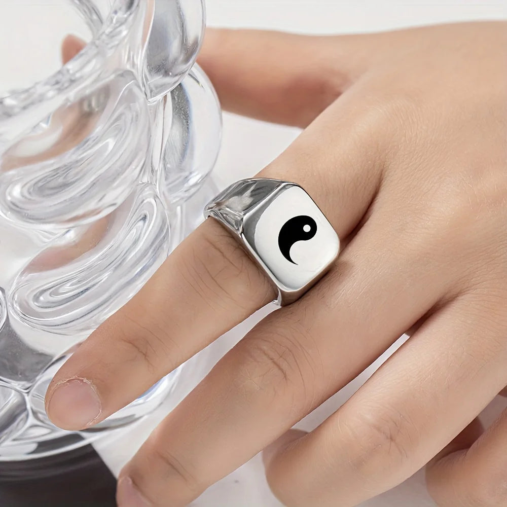 New Design 8mm Width Black Titanium Stainless Bull Skull Ring