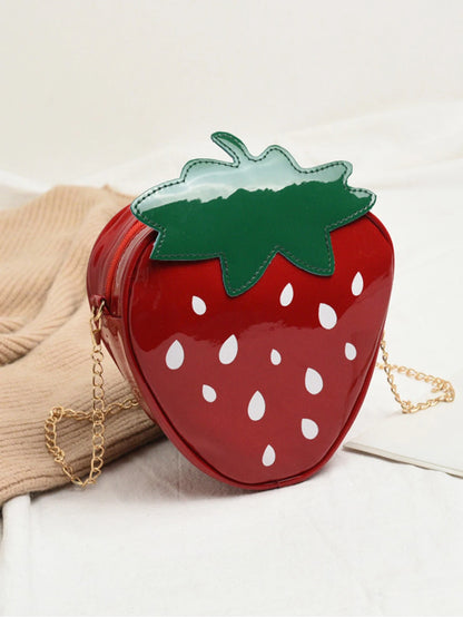 New Style Cute Strawberry-Themed Women's Fashionable Versatile Crossbody Bag with a Chain