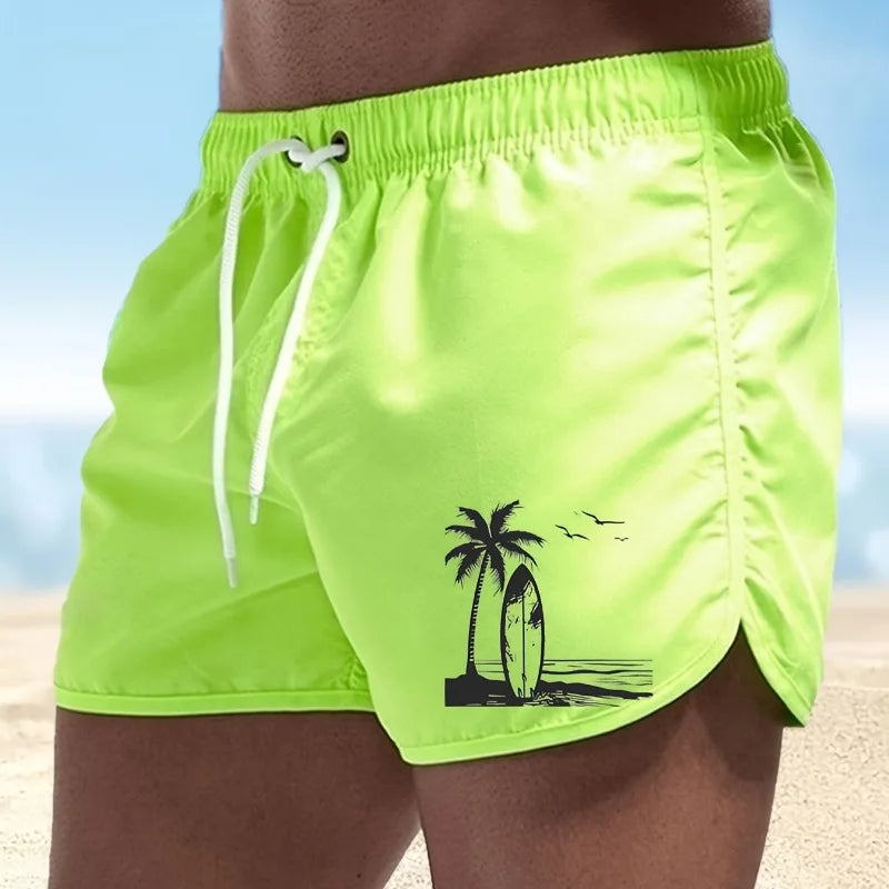 Men's summer beach print shorts, casual running shorts, lightweight quick drying swim trunks, suitable for daily wear by both me