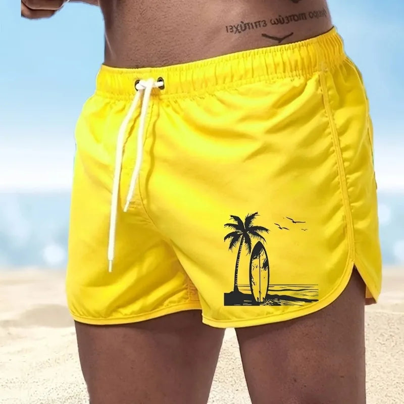 Men's summer beach print shorts, casual running shorts, lightweight quick drying swim trunks, suitable for daily wear by both me
