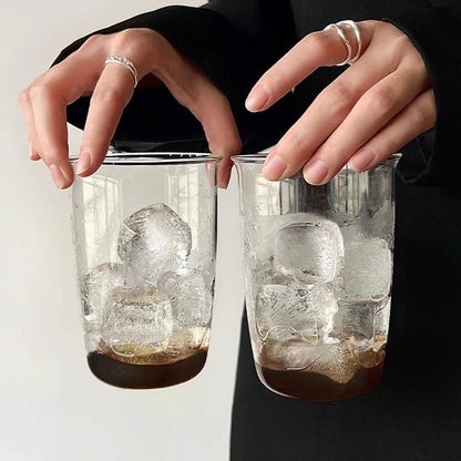 Drinking Glasses Cup   Coffee Milk Juice Mug Cup Transparent Water Bottle Iced Coffee Stripe Cups 텀블러