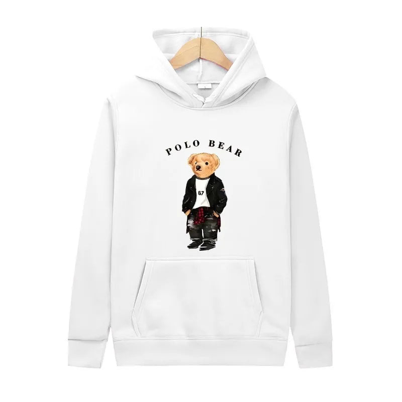 Casual and comfortable sweatshirt, fashionable and versatile hooded sweatshirt, teddy bear printed hooded sweatshirt