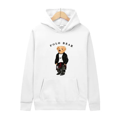 Casual and comfortable sweatshirt, fashionable and versatile hooded sweatshirt, teddy bear printed hooded sweatshirt