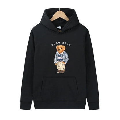 Casual and comfortable sweatshirt, fashionable and versatile hooded sweatshirt, teddy bear printed hooded sweatshirt