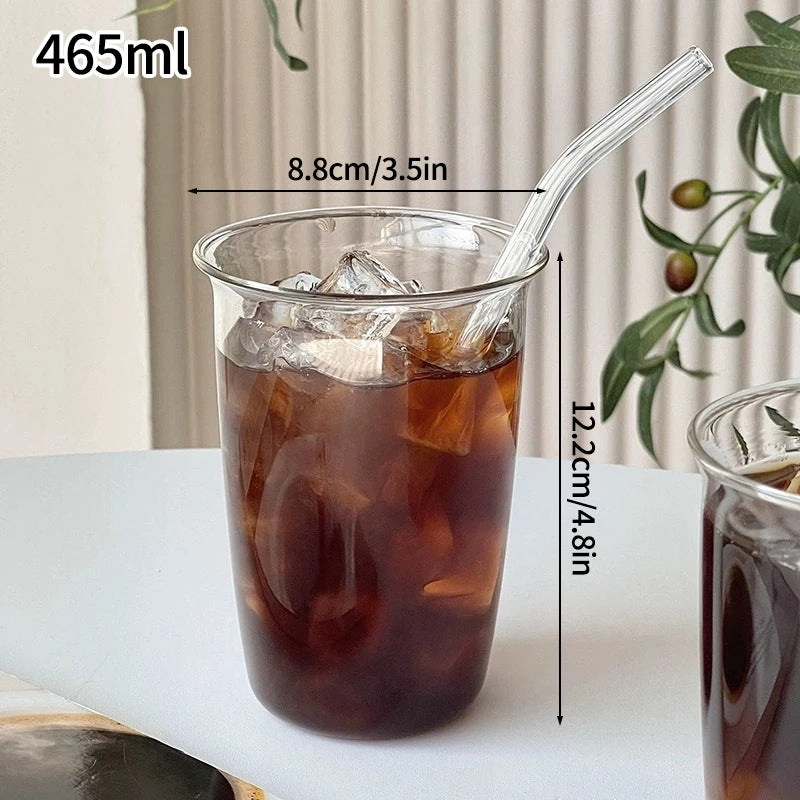 Drinking Glasses Cup   Coffee Milk Juice Mug Cup Transparent Water Bottle Iced Coffee Stripe Cups 텀블러